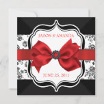 Floral Damask Wedding Invite With Bow at Zazzle