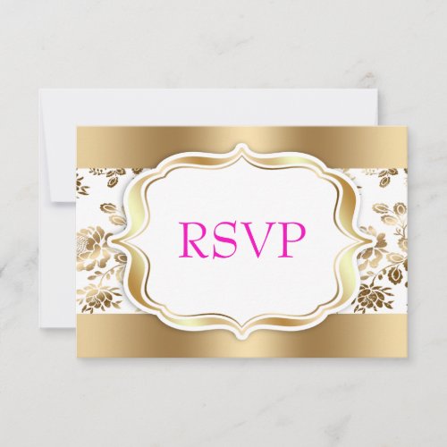 Floral Damask Wedding RSVP