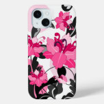 Floral Damasks on Circles background iPhone 15 Case