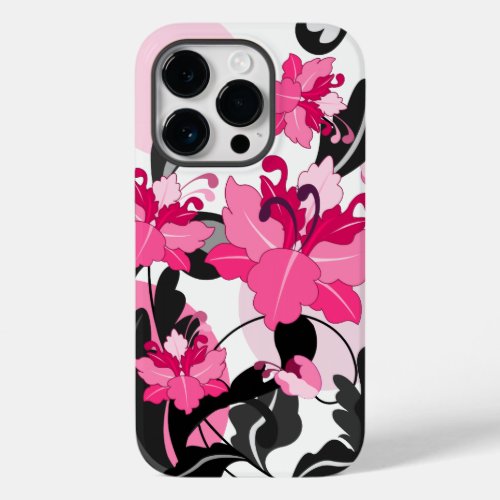 Floral Damasks on Circles background Case_Mate iPhone 14 Pro Case