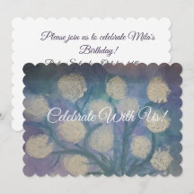 Floral Dandelion Scalloped Birthday Invitation