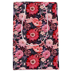 Floral Dark Backdrop Medium Gift Bag