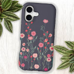 Floral Dark Boho iPhone 17 Case<br><div class="desc">Painting of wild flowers I saw by a wall in Plymouth. 
Pretty boho loose pink floral painting on a dark gray background.  Original art by Nic Squirrell.</div>