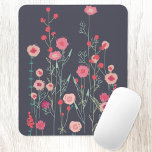 Floral Dark Boho Mouse Pad<br><div class="desc">Modern Bohemian botancial art.
Pretty boho loose pink floral painting on a dark gray background.
Original art by Nic Squirrell.</div>