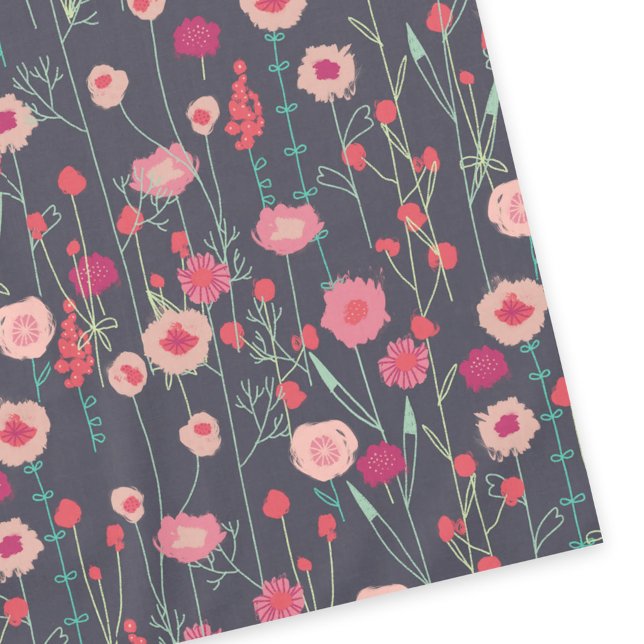 Floral Dark Boho Tablecloth (Boho floral pink and charcoal gray tablecloth)