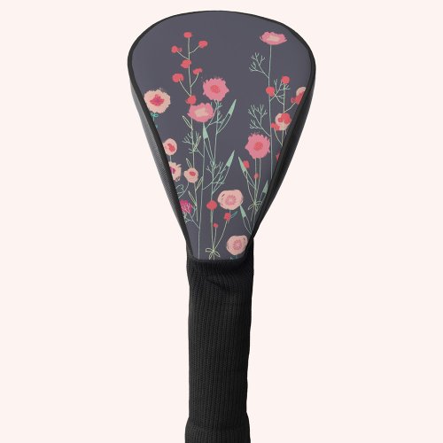 Floral Dark Golf Head Cover