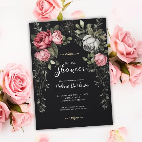 Floral Dark Gothic Bridal Shower Invitation