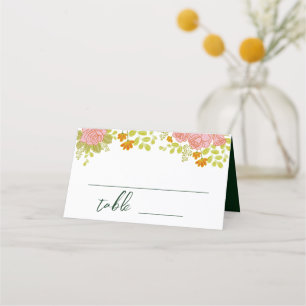 Floral Dark Green Wedding Botanic Place Card