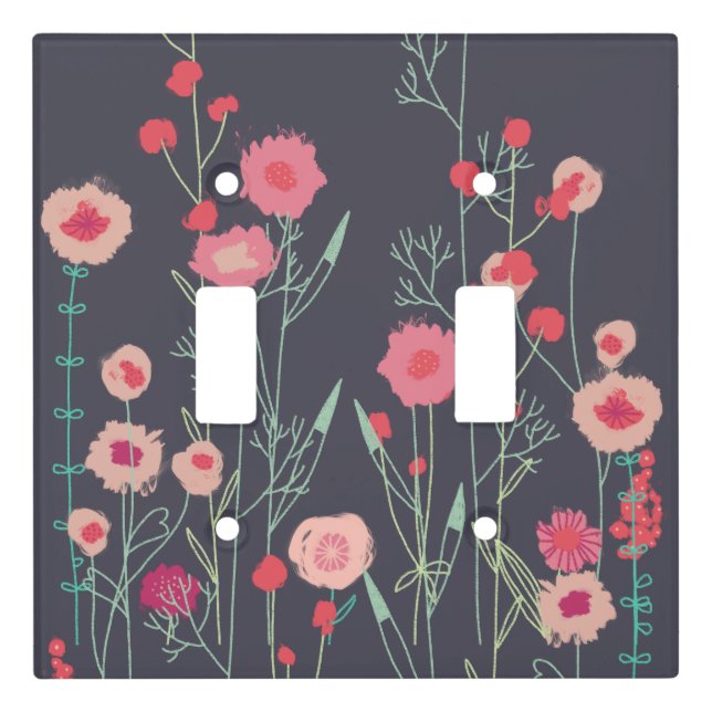 Floral Dark Light Switch Cover (Front)
