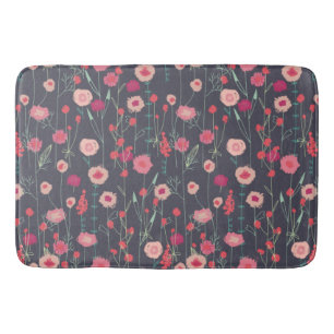 Floral Dark Modern Bath Mat