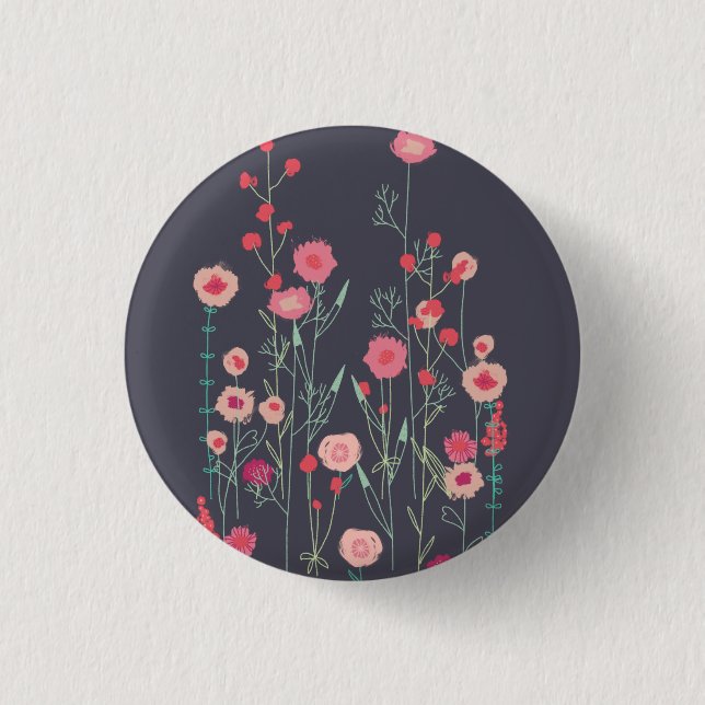 Floral Dark Modern Button (Front)