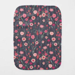 Floral Dark Pattern Baby Burp Cloth