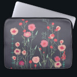 Floral Dark Pattern Laptop Sleeve<br><div class="desc">Modern Bohemian botancial art.
Pretty boho loose pink floral painting on a dark gray background.
Original art by Nic Squirrell.</div>