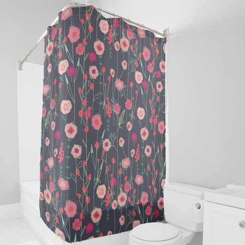 Floral Dark Pattern Shower Curtain