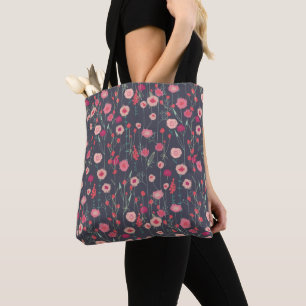 Floral Dark Pattern Tote Bag