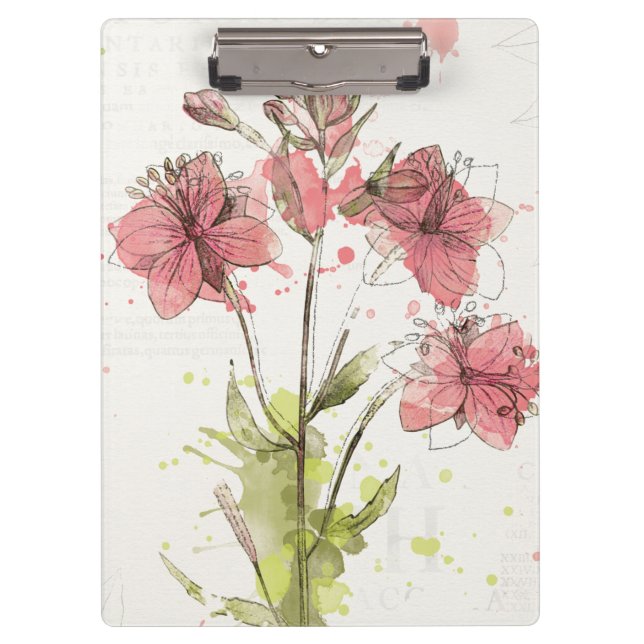 Floral Dark Pink Splash Clipboard (Front)