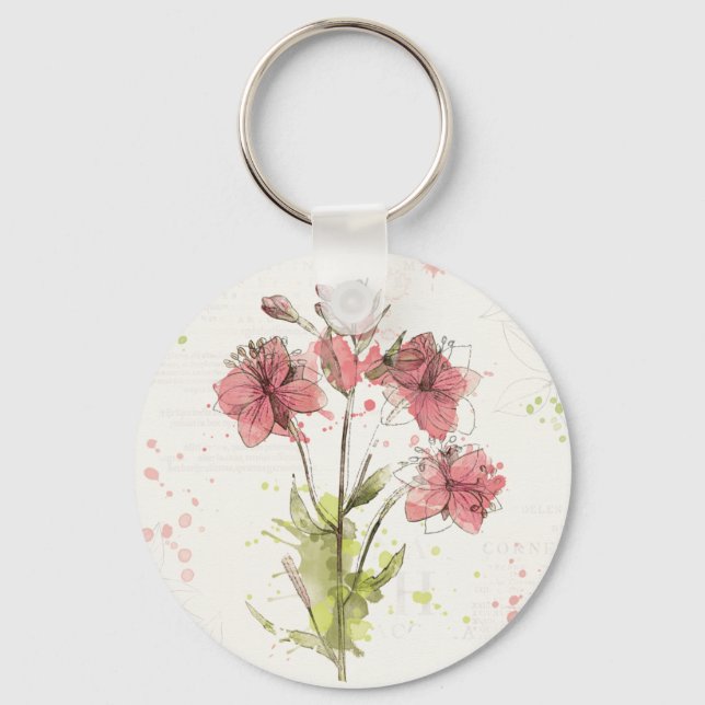 Floral Dark Pink Splash Keychain (Front)