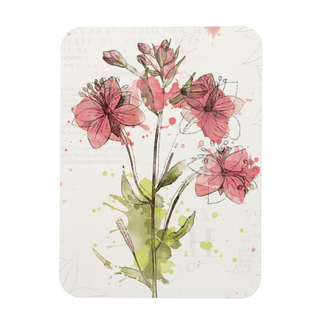 Floral Dark Pink Splash Magnet (Vertical)
