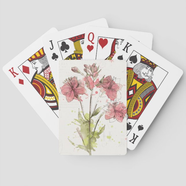 Floral Dark Pink Splash Poker Cards (Back)