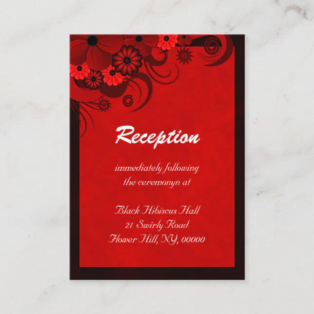 Floral Dark Red Goth Wedding Reception Enclosures Enclosure Card Zazzle