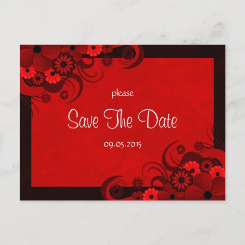 Floral Dark Red Gothic Save The Date Announcements