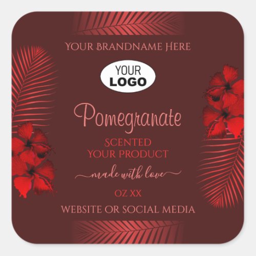 Floral Dark Red Product Labels Hawaii Flowers Logo
