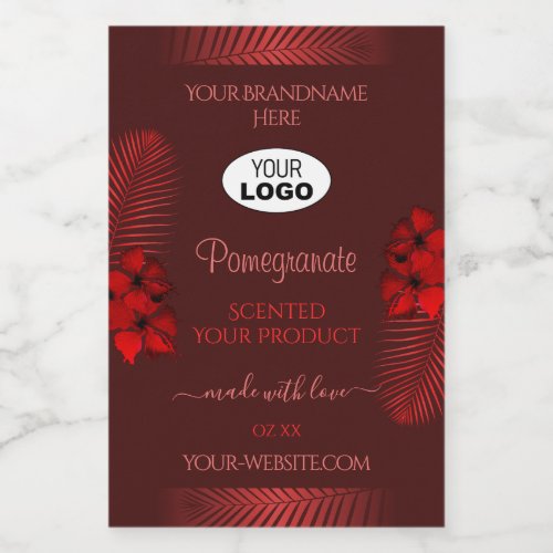 Floral Dark Red Product Labels Hawaii Flowers Logo