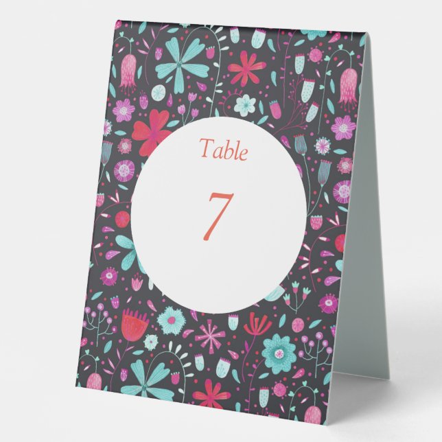 Floral Dark Table Tent (Front)