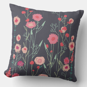 Floral Dark Throw Pillow