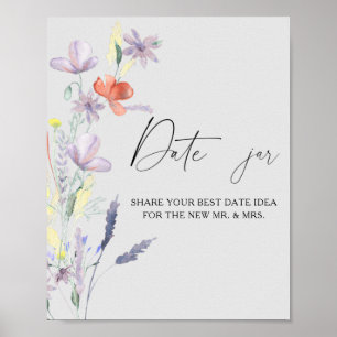 Floral date night ideas. Date jar bridal game Poster