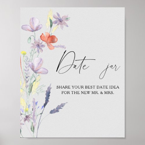 Floral date night ideas Date jar bridal game Poster