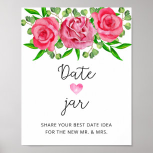 Floral date night ideas. Date jar bridal game Poster