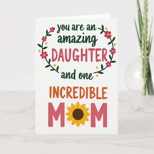 Floral Daughter Amazing Mom Card (Front)
