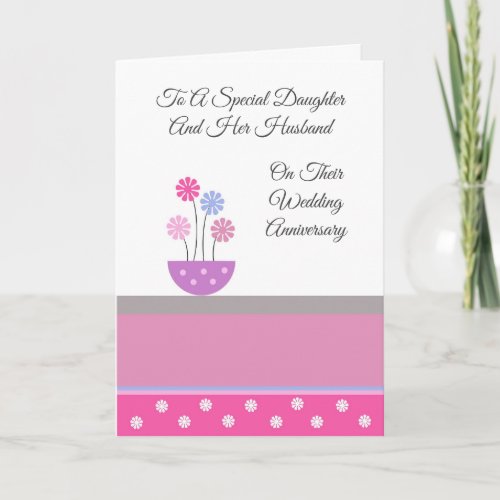 Floral Daughter And Husband Wedding Anniversary Card