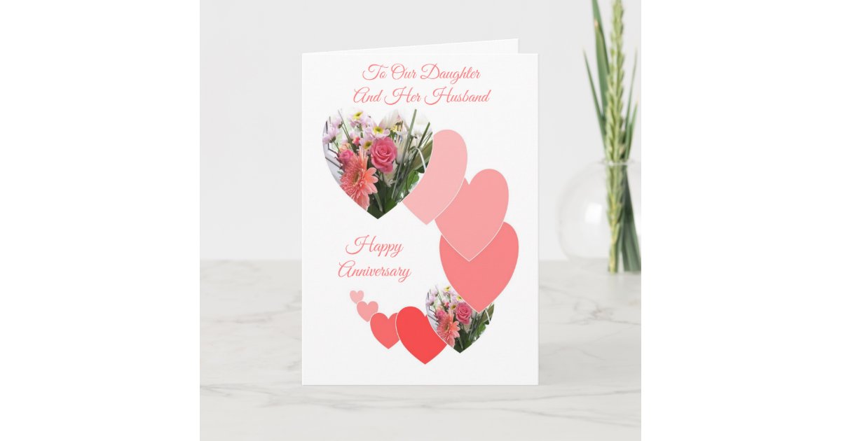 Floral Daughter Husband Personalised Anniversary Card | Zazzle