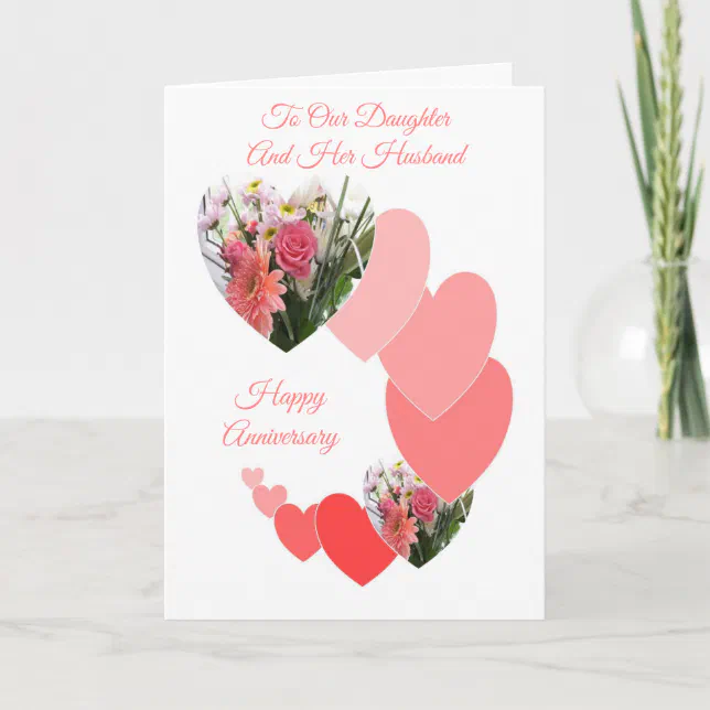 Floral Daughter Husband Personalised Anniversary Card | Zazzle