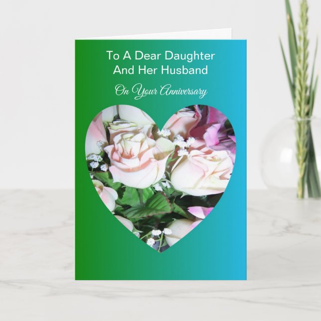 Floral Daughter Husband Personalised Anniversary Card (Front)
