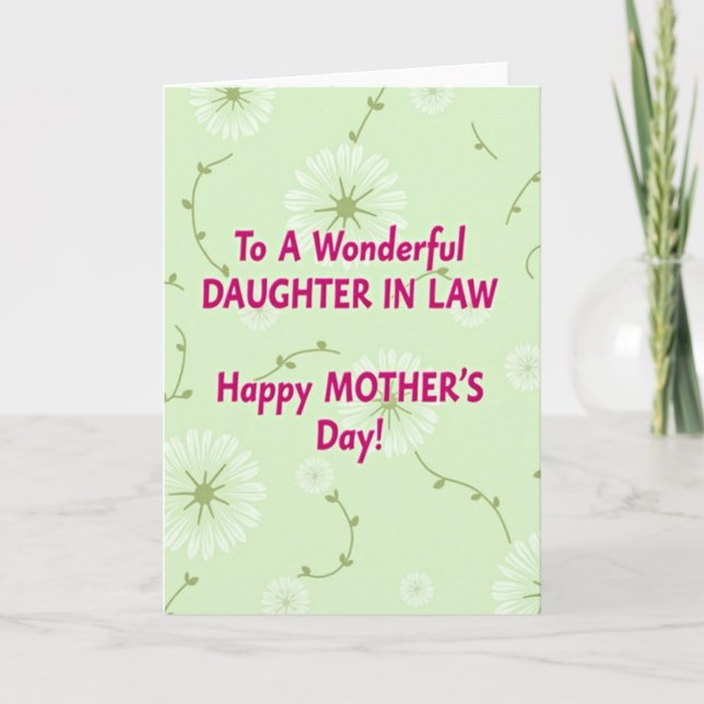 Floral Daughter In Law Mothers Day Card (Front)