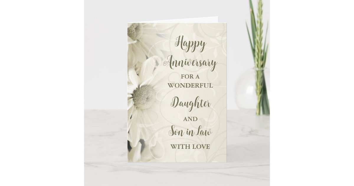 Floral Daughter & Son in Law Wedding Anniversary Card | Zazzle