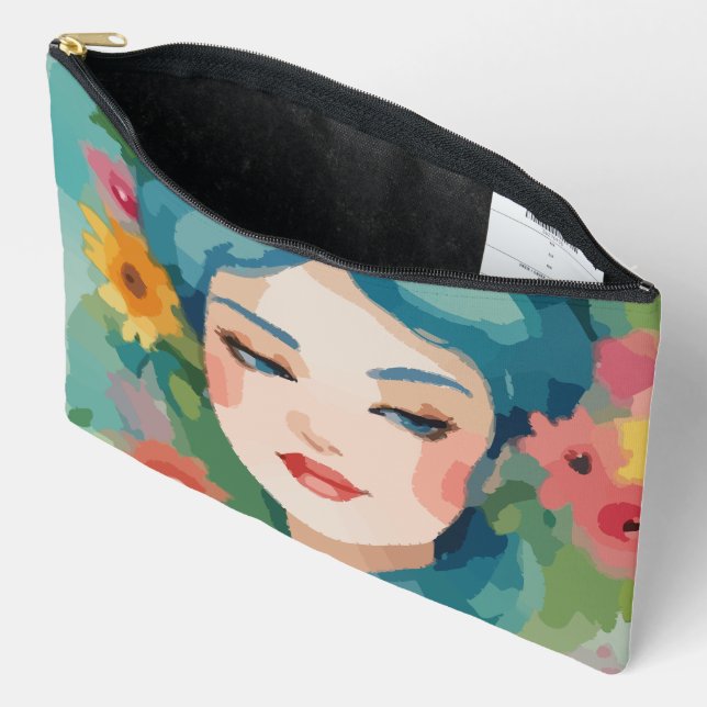 Floral Daydream Portrait Accessory Pouch (Open)