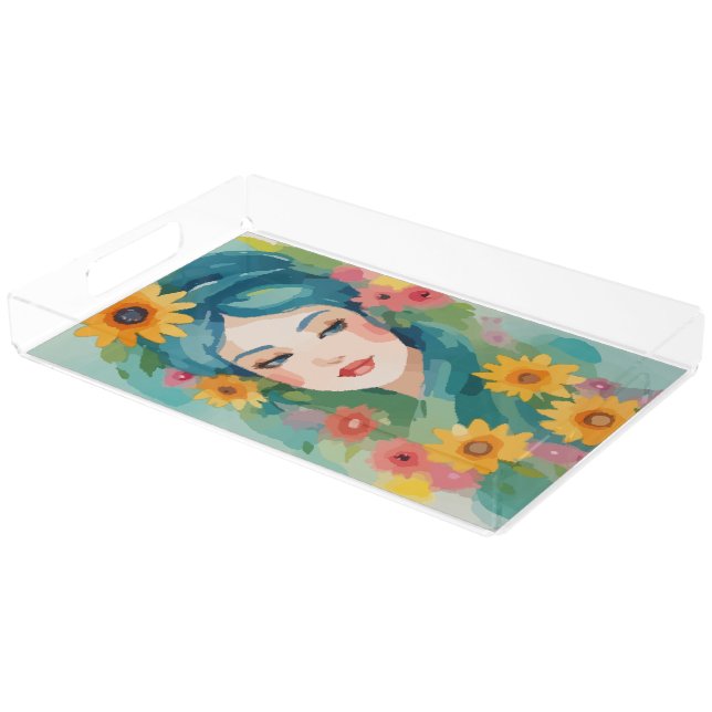Floral Daydream Portrait Acrylic Tray (Angled)