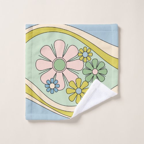 Floral Daydream Retro Flower 60s 70s Pastel  Wash Cloth