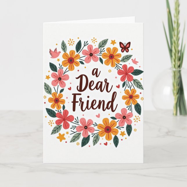 Floral Dear Friend Card (Front)