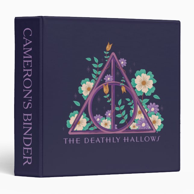 Floral Deathly Hallows Graphic 3 Ring Binder (Front/Spine)