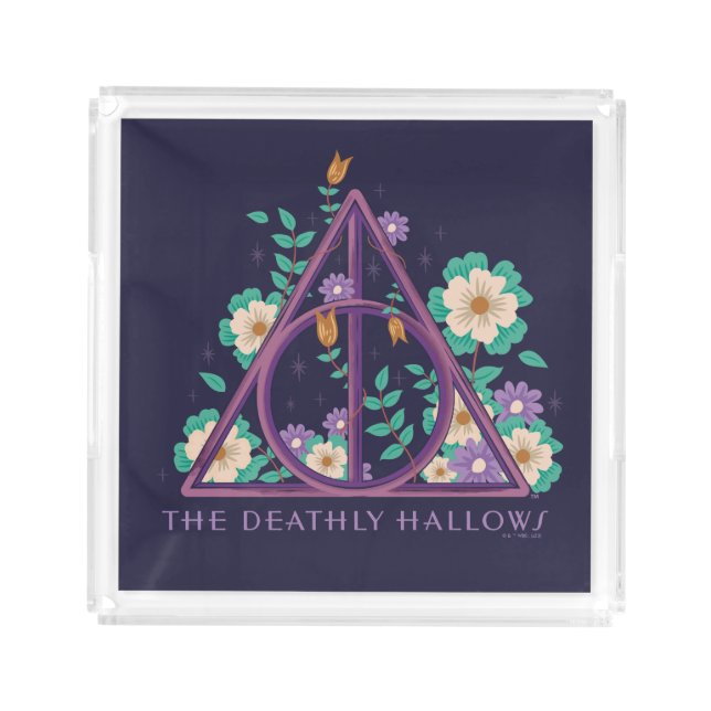 Floral Deathly Hallows Graphic Acrylic Tray (Front)