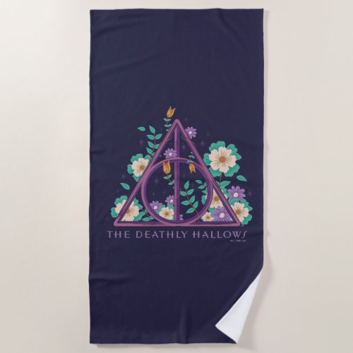 Floral Deathly Hallows Graphic Beach Towel