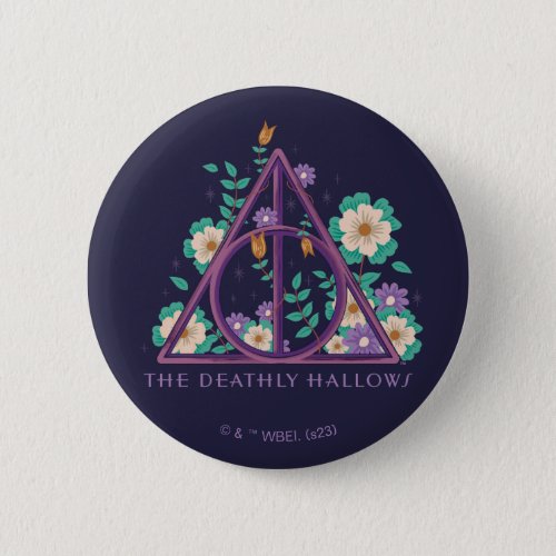 Floral Deathly Hallows Graphic Button