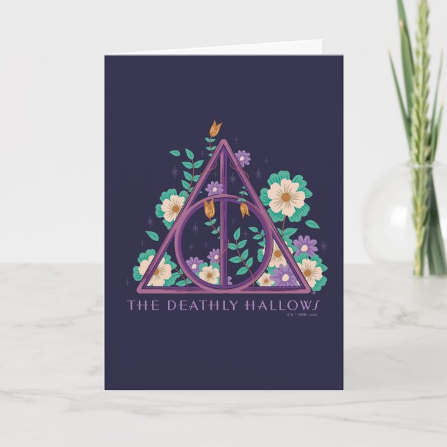 Floral Deathly Hallows Graphic Card (Front)
