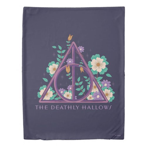 Floral Deathly Hallows Graphic Duvet Cover