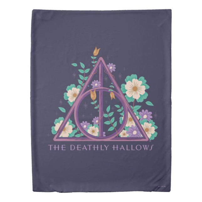 Floral Deathly Hallows Graphic Duvet Cover (Front)